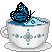 blue butterfly teacup