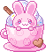 A pink teacup with a bunny